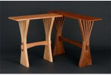 Abanico wood trestle Console Tables