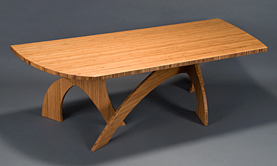 Banyban Bamboo coffee table with a non toxic oil wax finish 52" long by Seth Rolland Custom Furniture