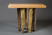 Basalt Hall Table made from columnar basalt from Eastern Washington  and susatinably harvested ash