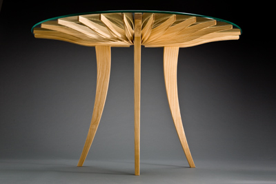 wood hall table, underside view of furniture