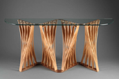 custom wood buffet Table with glass top