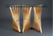 steam bent glass top buffet console entry hall table