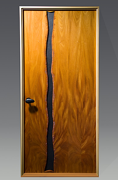 Slate and Mahogany door custom carved for interior or exterior use by Seth Rolland Custom Furniture