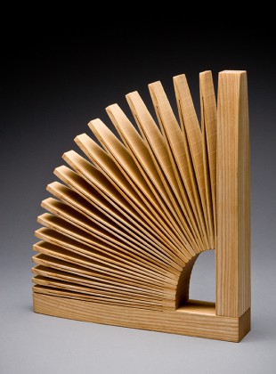 Single Abanico wooden bookend hand made by Seth Rolland custom furniture design