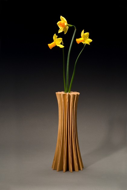 Anemone vase in ash wood is a bud vase design by Seth Rolland custom furniture