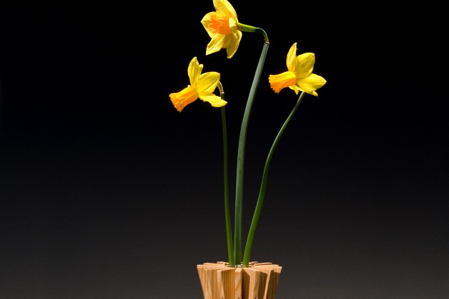 Anemone vase in ash wood is a bud vase design by Seth Rolland custom furniture