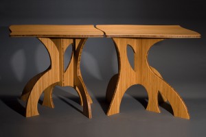 curved modern bamboo end side tables by Seth Rolland custom furniture design