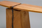 Detail showing door grip on mahogany buffet by Seth Rolland custom furniture design