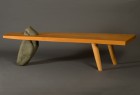 Gibraltar bench or coffee table custom made from stone and wood by Seth Rolland furniture design