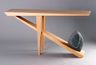 Contemporary hall, entry or console table made from solid hard wood and natural beach stone