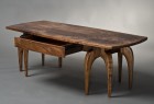 Walnut coffee table with drawer available in custom sizes from Seth Rolland fine furniture design