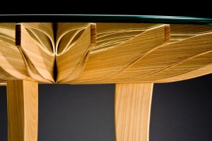 Detail of Oxeye hall table by Seth Rolland custom furniture design