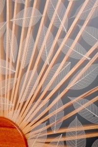 Detail of Sun and Leaf Room divider custom made by Seth Rolland fine furniture
