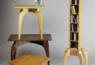 End tables, side tables and display tower in solid wood by Seth Rolland custom furniture design