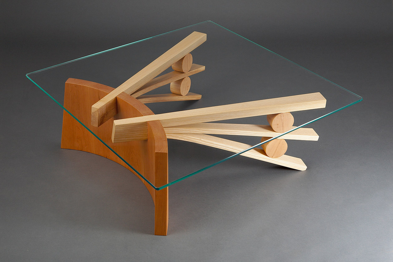 Tanoto Coffee Table | Square Hardwood & Glass Coffee Table - Seth Rolland